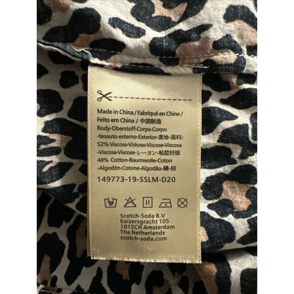 Maison Scotch & Soda Blouse Animal Print Women's Long Sleeve Top Button Sz Small - Picture 8 of 8